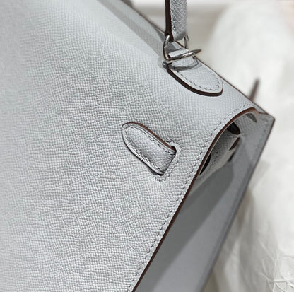 HN 28CM IN GRIS PERLE EPSOM CALFSKIN PALLADIUM HARDWARE