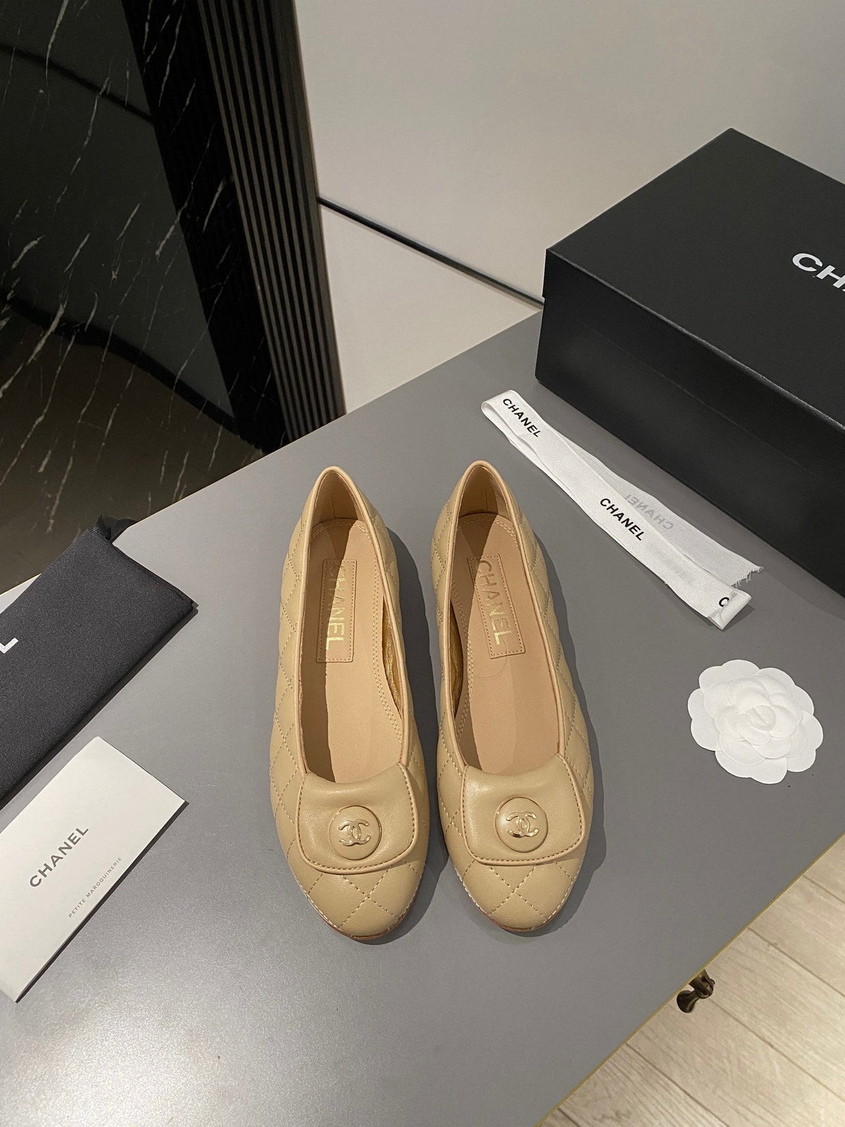 BALLET FLAT BEIGE CREAM LAMBSKIN