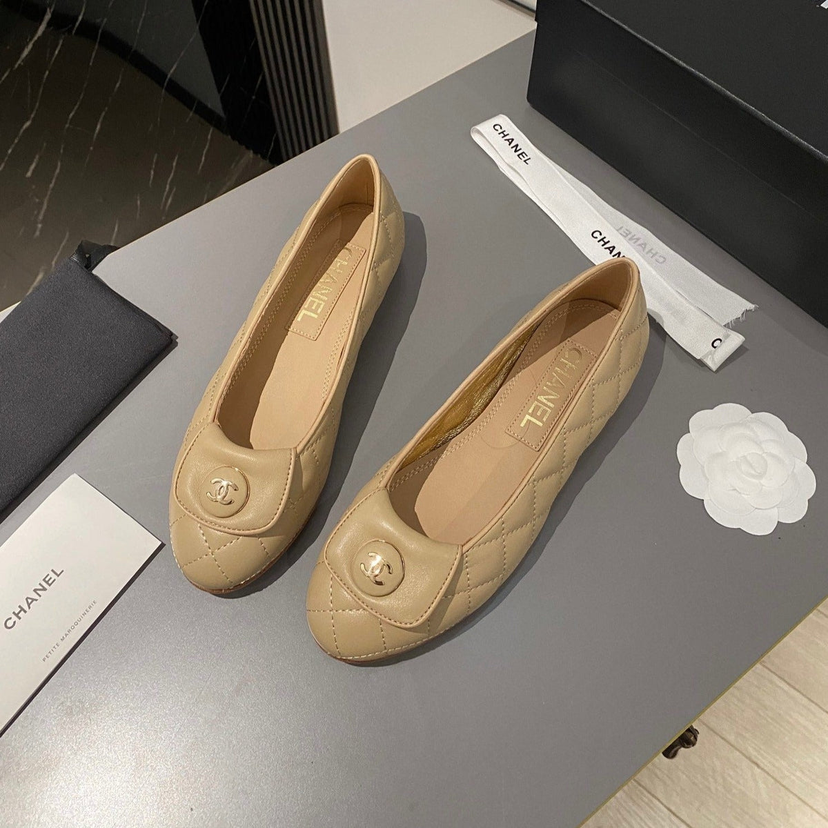 BALLET FLAT BEIGE CREAM LAMBSKIN
