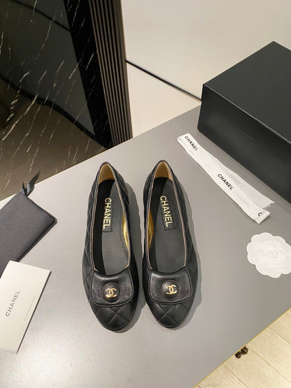 BALLET FLAT BLACK LAMBSKIN