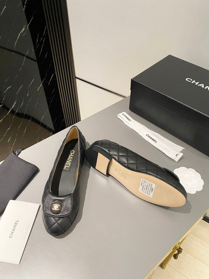 BALLET FLAT BLACK LAMBSKIN