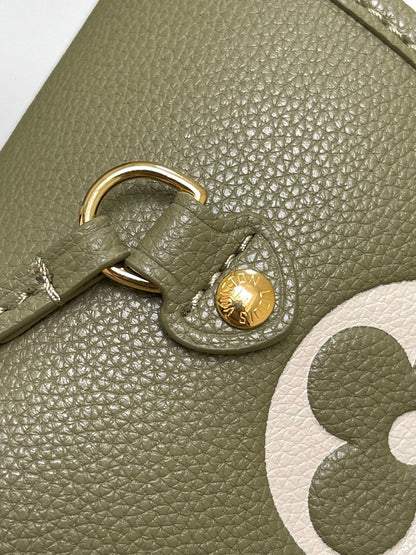 LV NEVERFULL MM KHAKI CREAM MONOGRAM EMPREINTE LEATHER