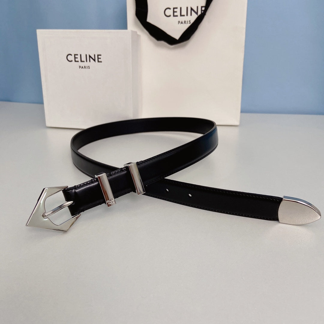 Medium Spike Belt 25mm Black Calfskin Loop Silver Shw