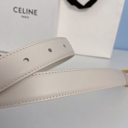 Medium Spike Belt 25mm White Calfskin Loop Gold Gold Finishing