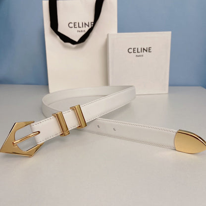 Medium Spike Belt 25mm White Calfskin Loop Gold Ghw