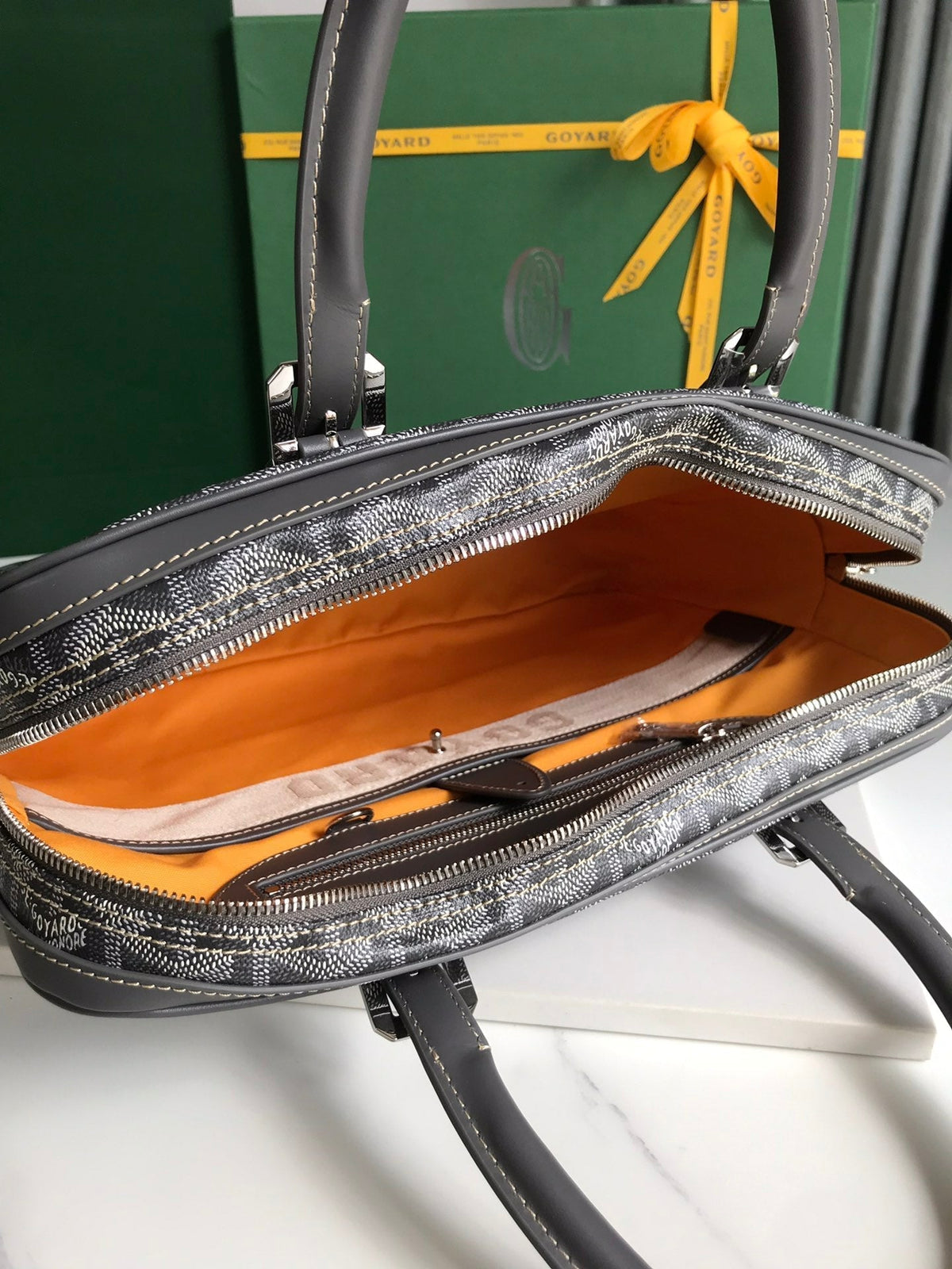 AMBASSADE DOCUMENT CASE 35 IN GRAY GOYARDINE CANVAS