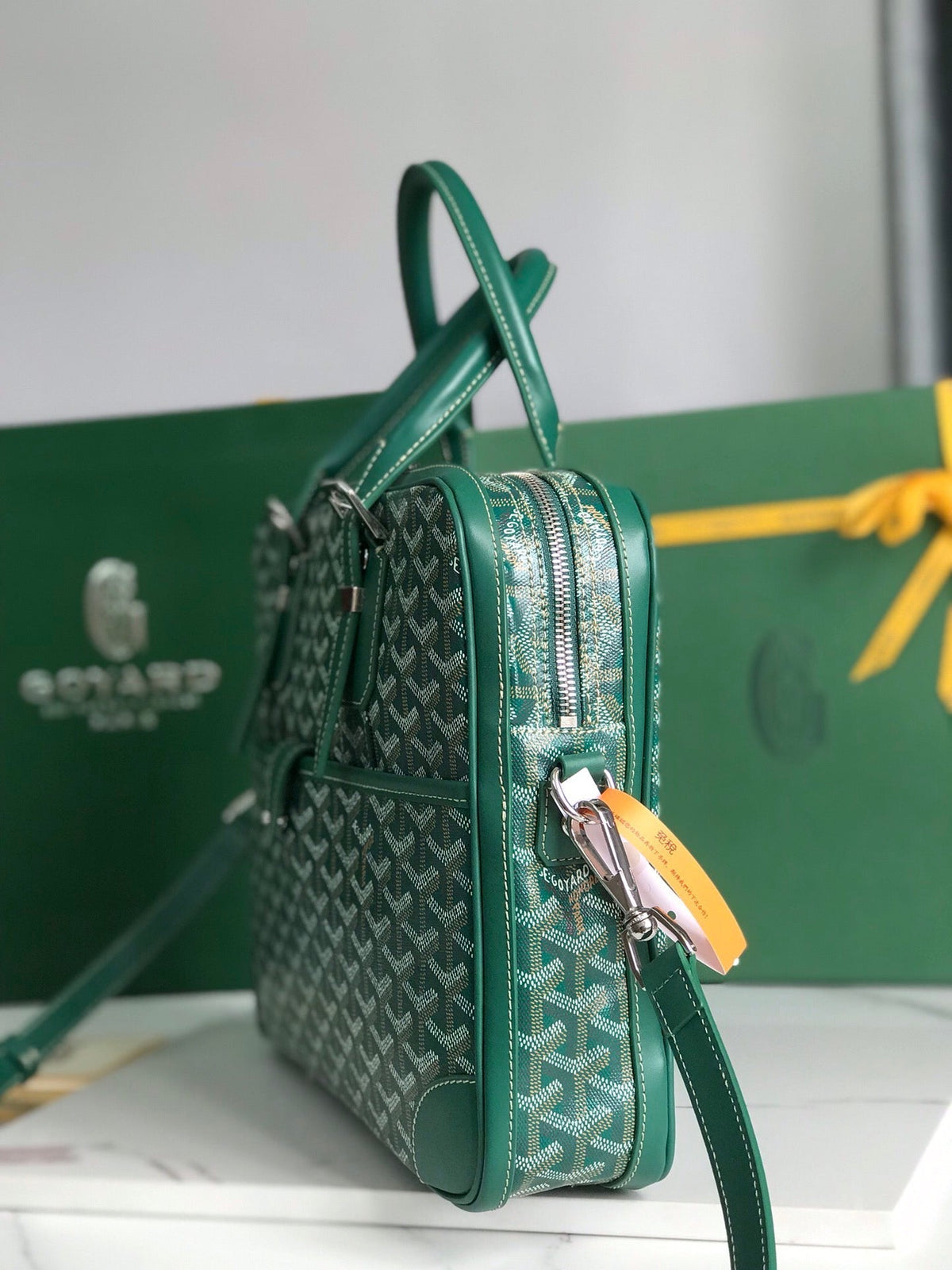 AMBASSADE DOCUMENT CASE 35 IN GREEN GOYARDINE CANVAS