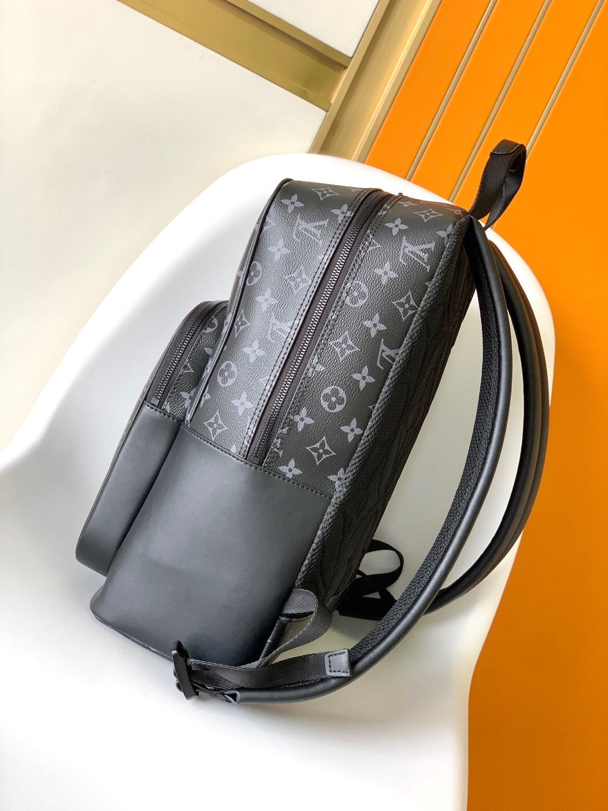 DISCOVERY BACKPACK 41 IN BLACK MONOGRAM MACASSAR CANVAS AND CALFSKIN