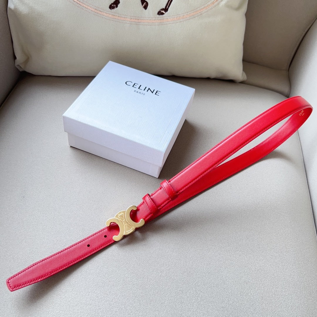 Medium Triomphe Belt 25mm Red Calfskin Ghw