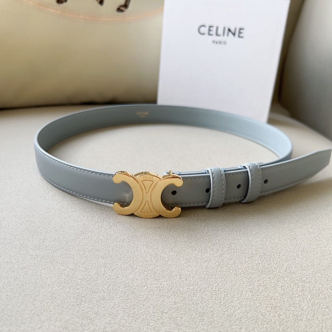 Medium Triomphe Belt 25mm Baby Blue Calfskin Ghw