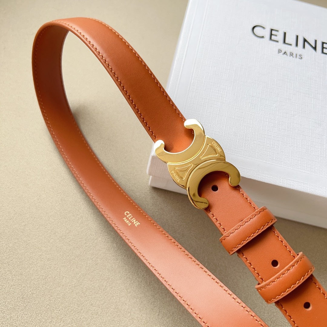 Medium Triomphe Belt 25mm Tan Calfskin Ghw