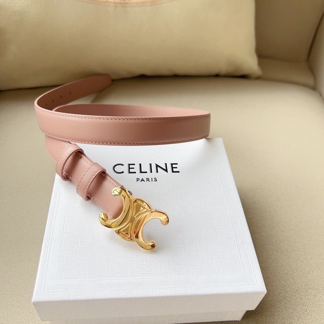 Medium Triomphe Belt 25mm Pink Calfskin Ghw