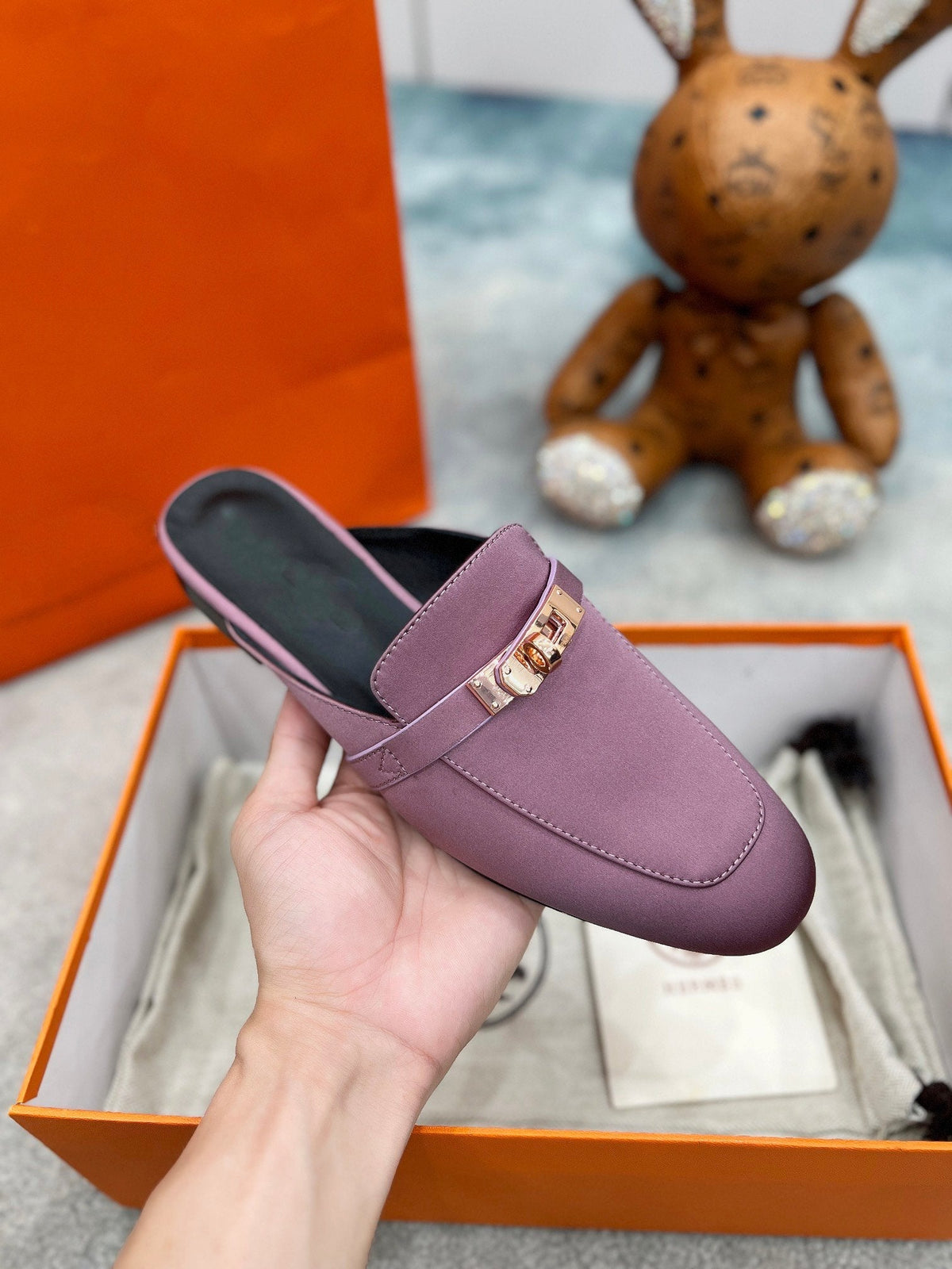 0Z Mule Purple Silk Thick Cloth/Sheepskin