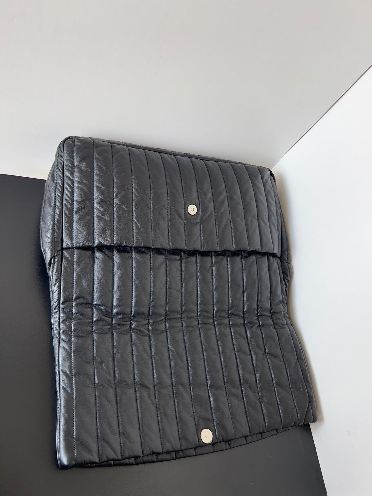MONACO BAG 43 IN BLACK QUILTED THIN CALFSKIN SILVER HARDWARE