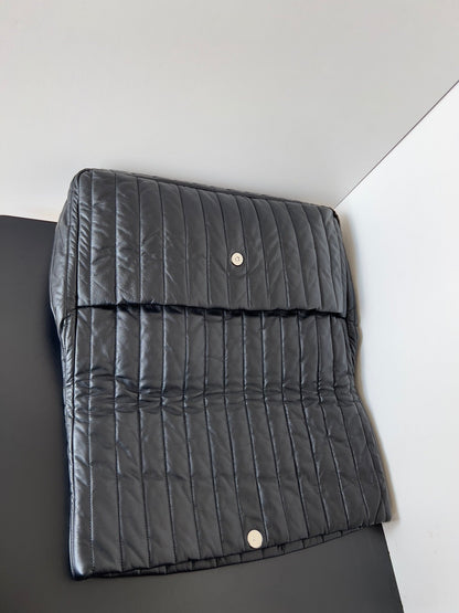 MONACO BAG 43 IN BLACK QUILTED THIN CALFSKIN SILVER HARDWARE