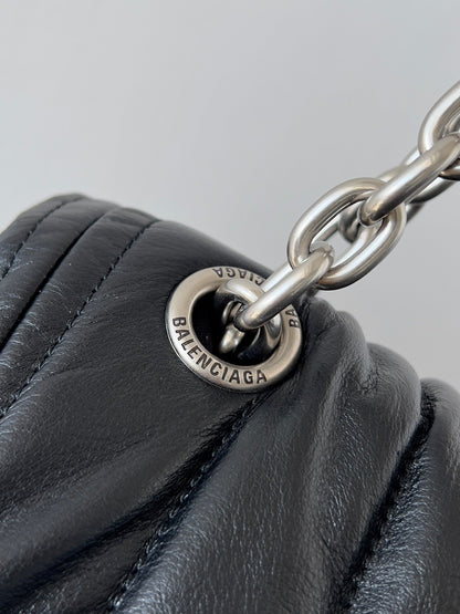 MONACO BAG 32 IN BLACK QUILTED THIN CALFSKIN SILVER HARDWARE
