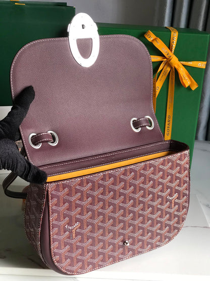233 BAG 25 IN WINE RED CALFKIN AND GOYARDINE CANVAS