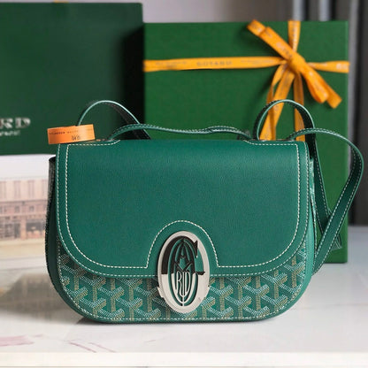 233 BAG 25 IN GREEN CALFKIN AND GOYARDINE CANVAS