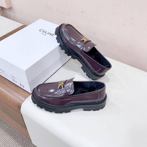 MARGARET LOAFER WITH TRIOMPHE CHAIN IN POLISHED BULL DEEP BROWN