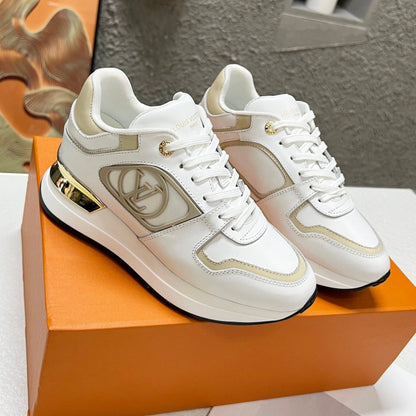 LV WOMEN SNEAKER IN WHITE MIX BEIGE CREAM CALFSKIN