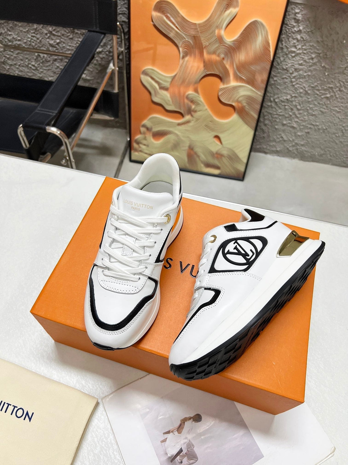 LV WOMEN SNEAKER IN WHITE MIX BLACK CALFSKIN