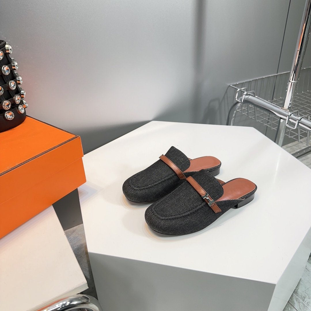 Lena Mule Black Denim