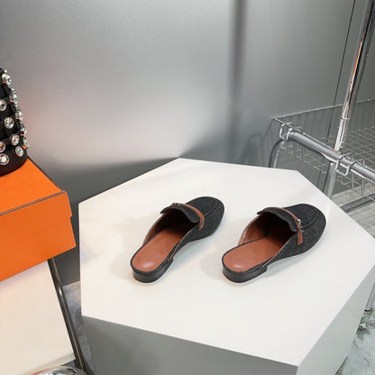 Lena Mule Black Denim
