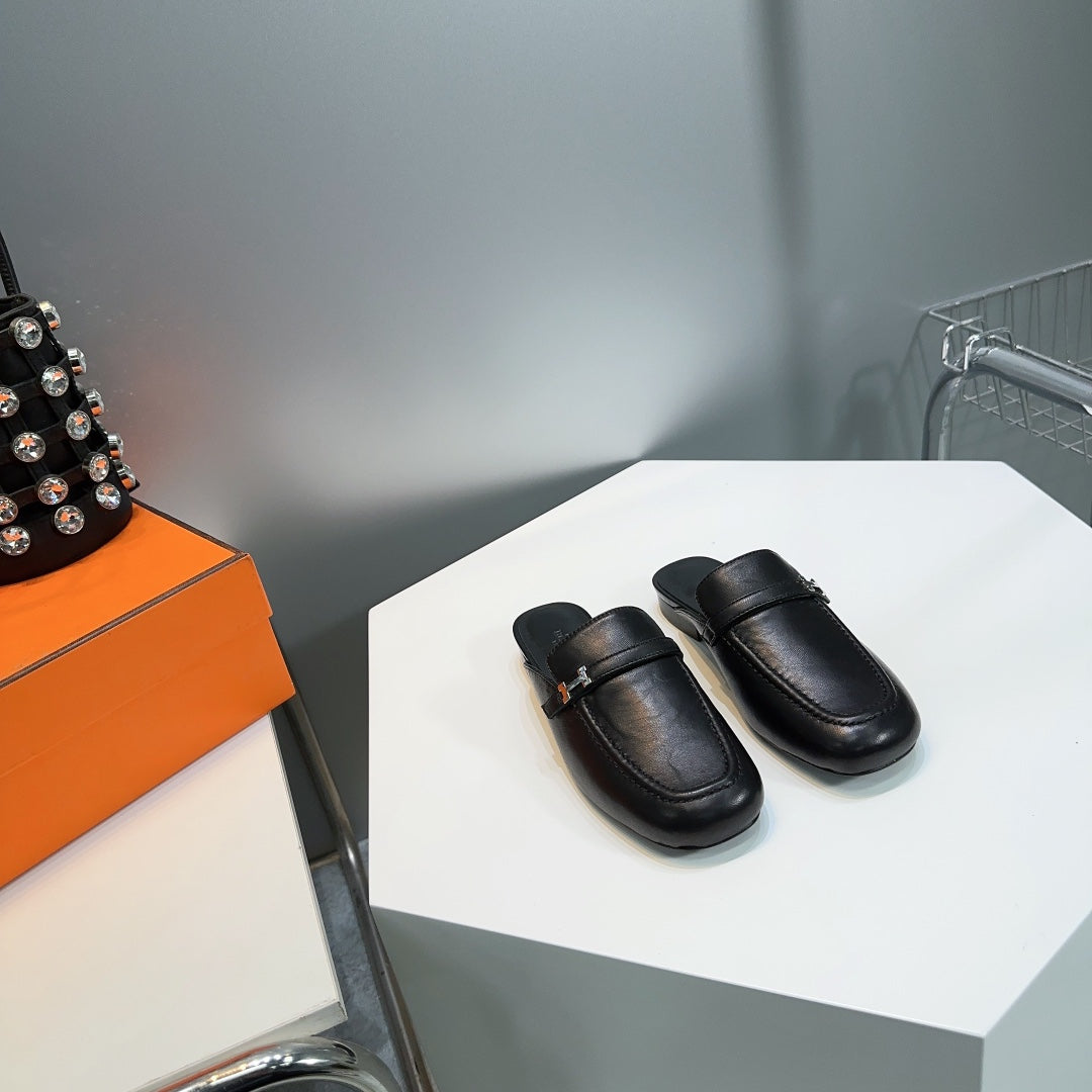 Lena Mule Black Leather