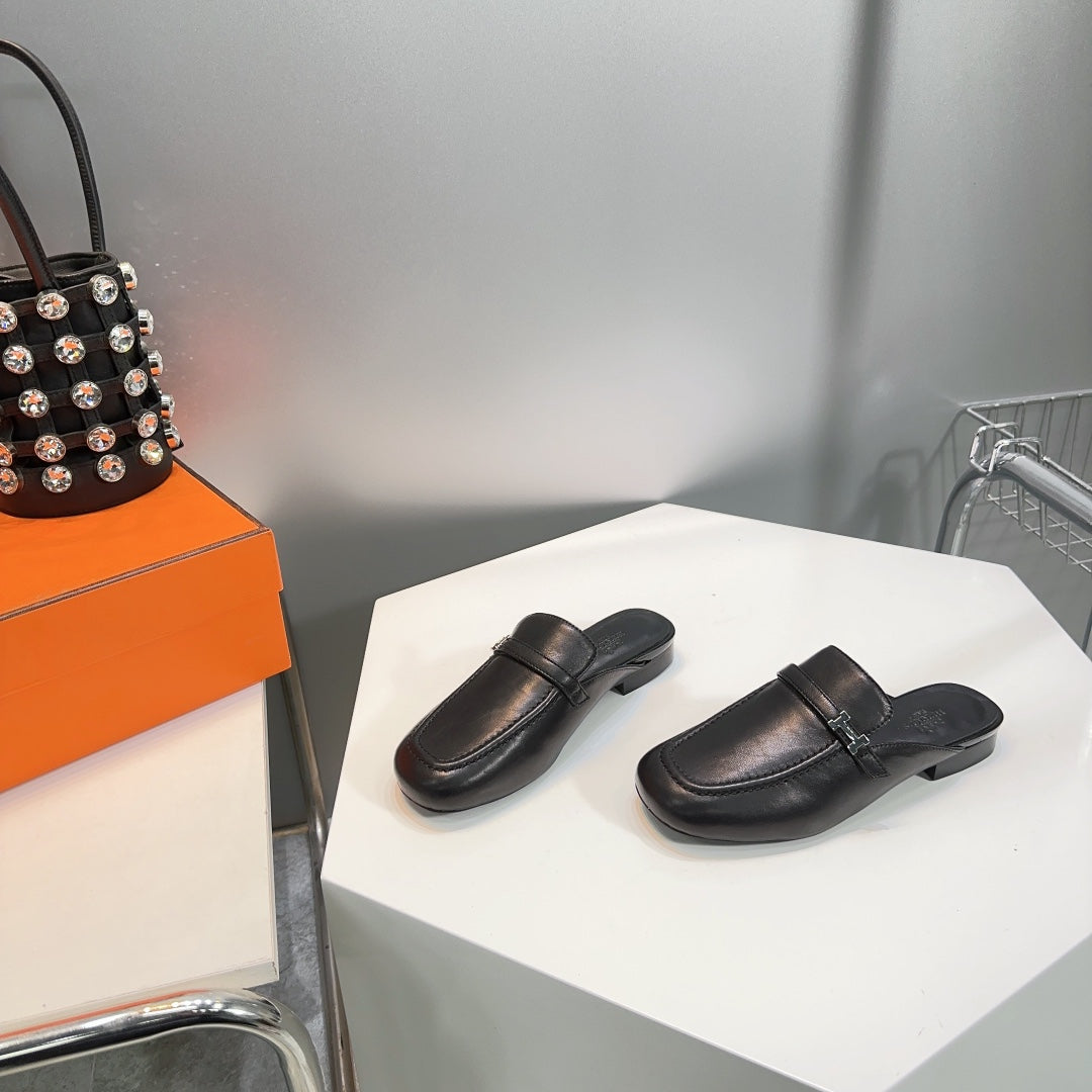 Lena Mule Black Leather