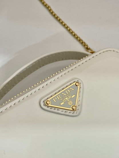 MINI HAND BAG 11 WITH GOLD STRAP IN WHITE PATENT CALFSKIN