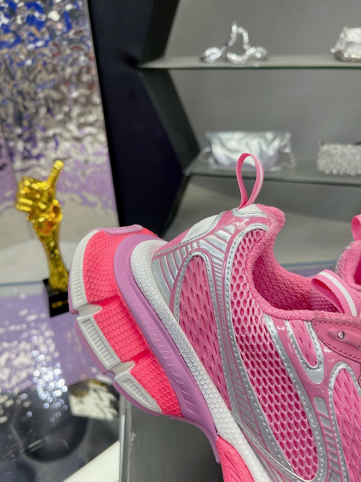 3XL SNEAKER IN PINK MIX SILVER MESH AND POLYURETHANE