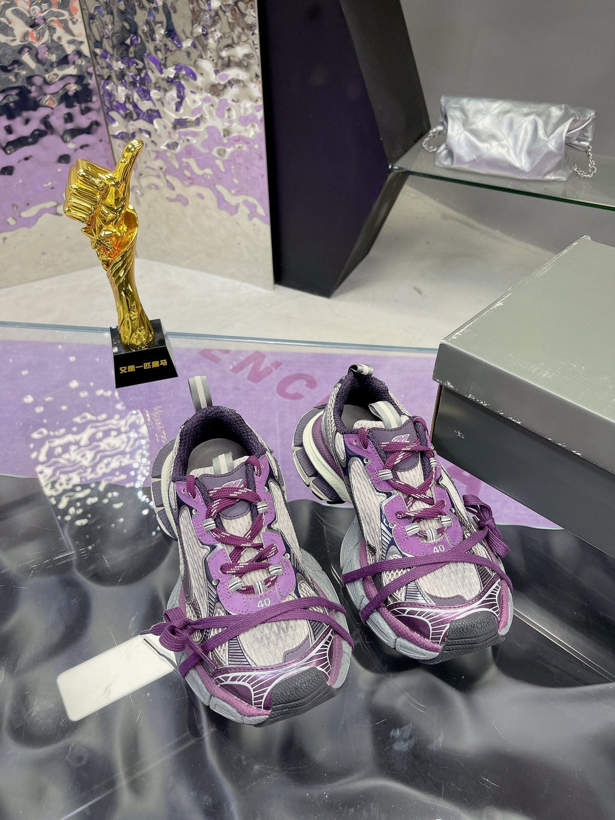 3XL SNEAKER IN PURPLE MIX GRAY MESH AND POLYURETHANE