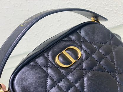 CARO BOX BAG 19 IN BLACK QUILTED MACROCANNAGE CALFSKIN