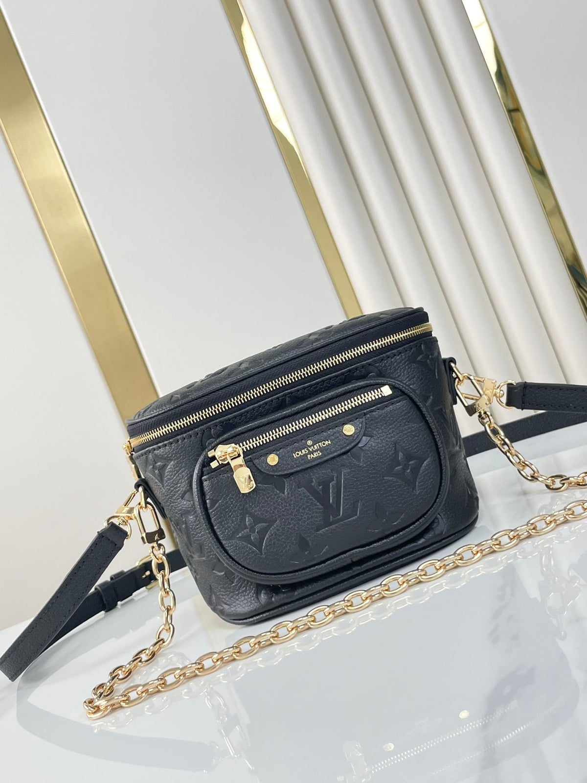 MINI BUMBAG 17 IN BLACK MONOGRAM EMPREINTE LEATHER GOLD HARDWARE