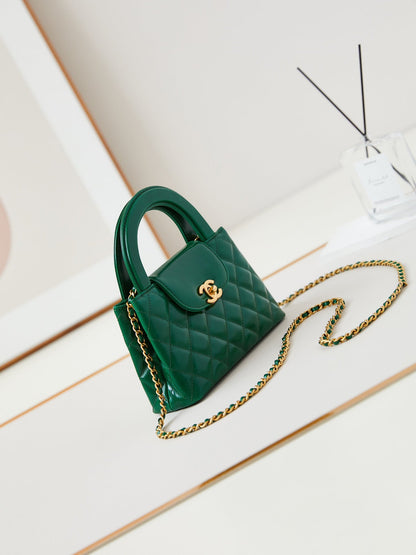 CHANEL KELLY MINI 19 BAG IN GREEN FOREST CALFSKIN
