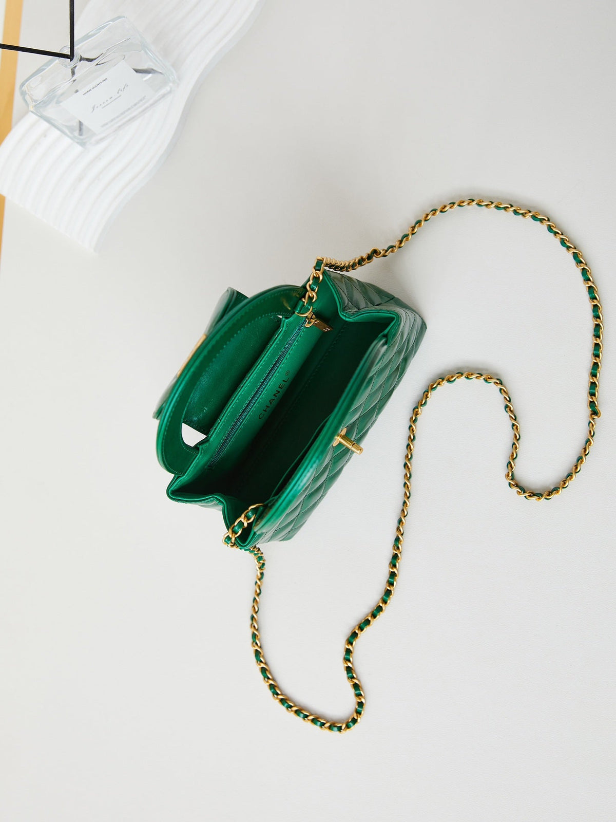 CHANEL KELLY MINI 19 BAG IN GREEN FOREST CALFSKIN