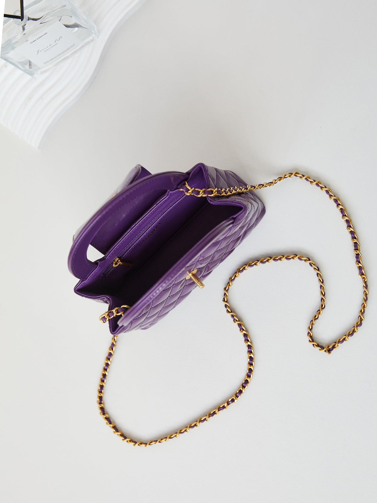 CHANEL KELLY MINI 19 BAG IN INDIGO PURPLE CALFSKIN