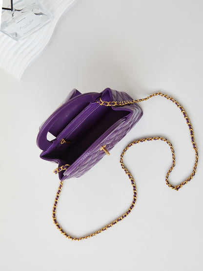 CHANEL KELLY MINI 19 BAG IN INDIGO PURPLE CALFSKIN