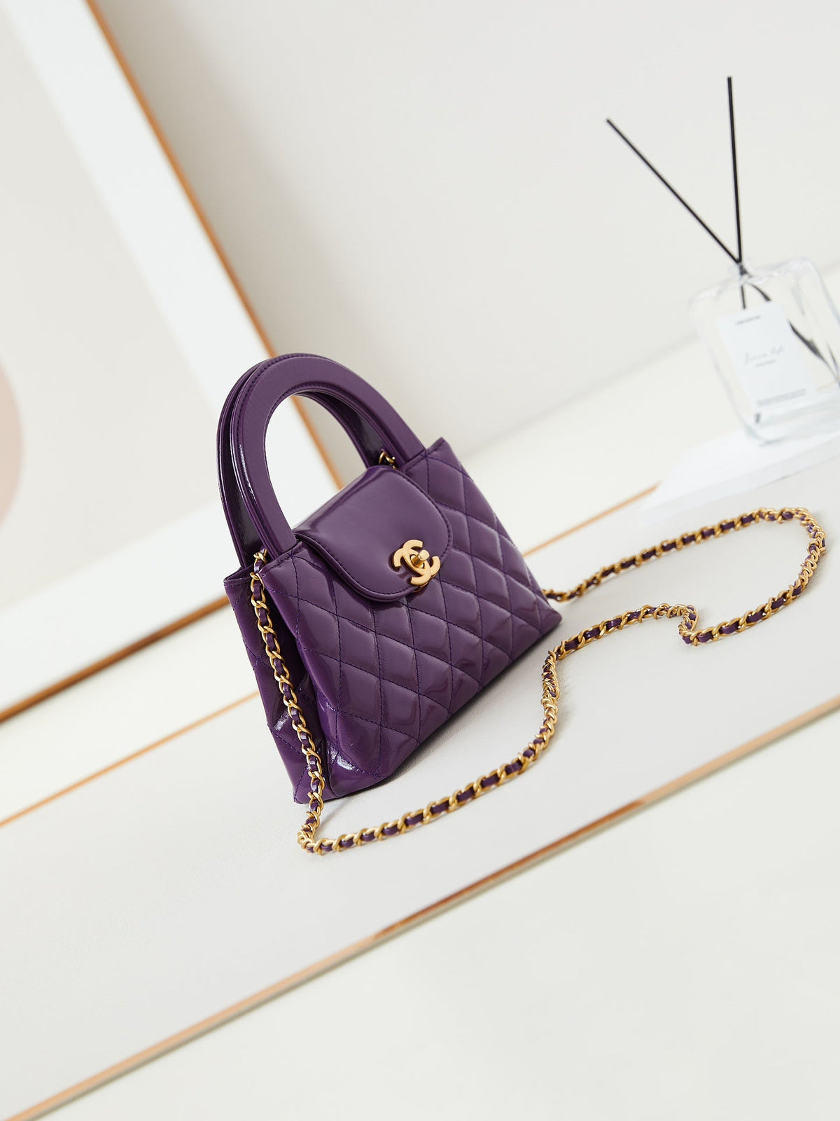 CHANEL KELLY MINI 19 BAG IN INDIGO PURPLE CALFSKIN