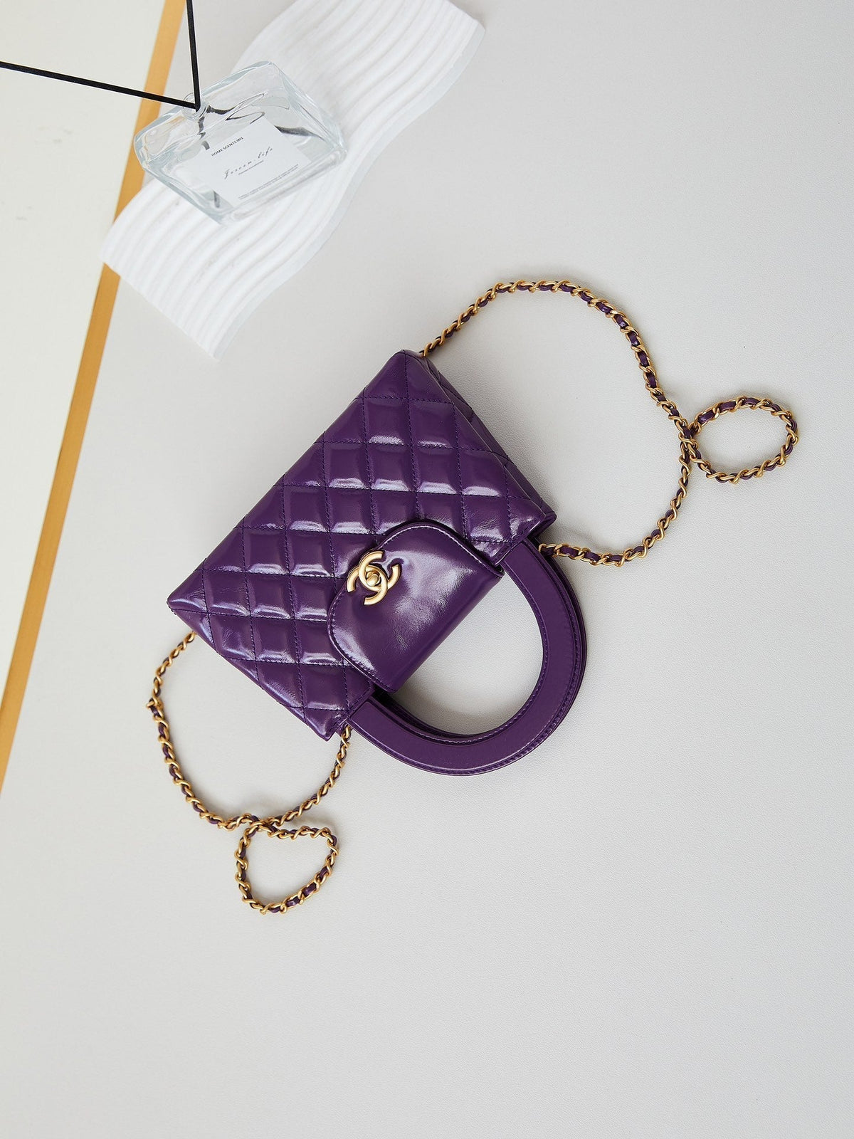CHANEL KELLY MINI 19 BAG IN INDIGO PURPLE CALFSKIN