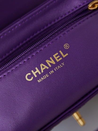 CHANEL KELLY MINI 19 BAG IN INDIGO PURPLE CALFSKIN