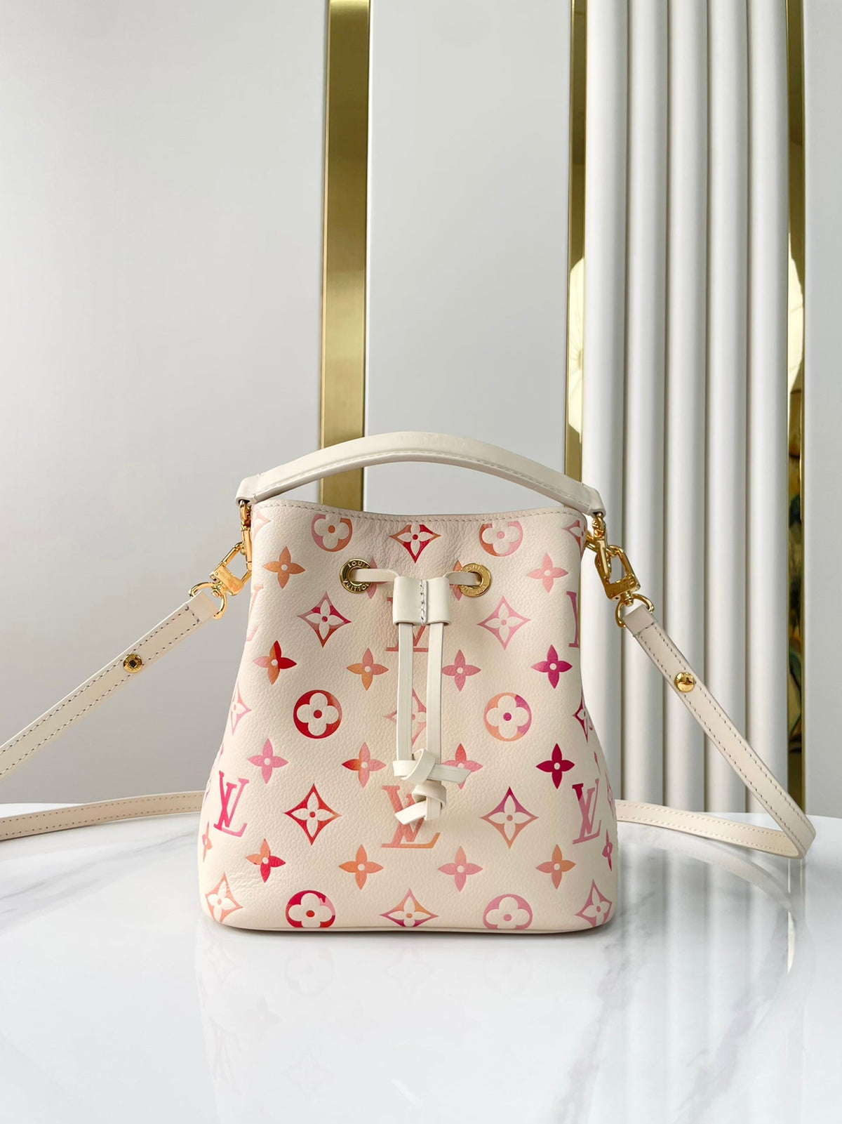 NÉONOÉ BB 20 IN SUNRISE AQUARELLE MONOGRAM EMPREINTE LEATHER
