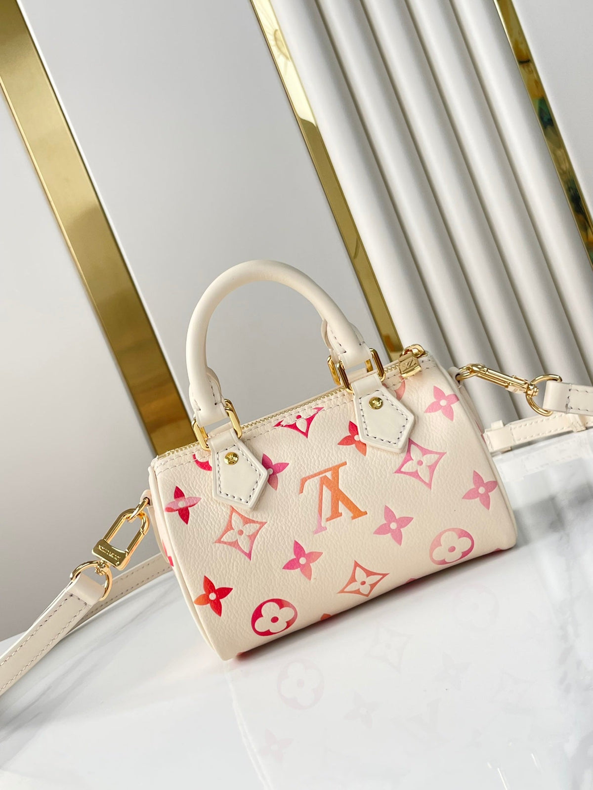 NANO SPEEDY 16 IN SUNRISE AQUARELLE MONOGRAM EMPREINTE LEATHER