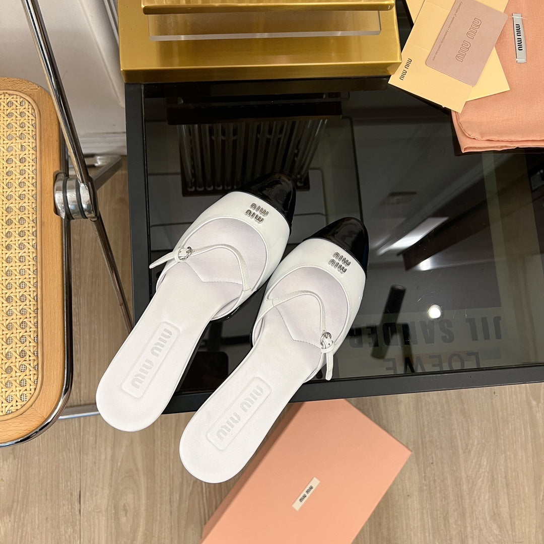 Cap Toe Mules White Sheepskin