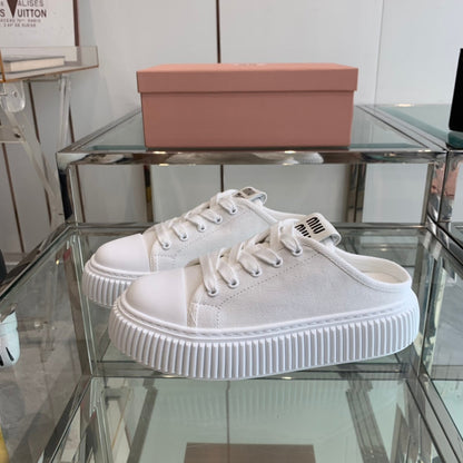 Mule Shoes White Canvas