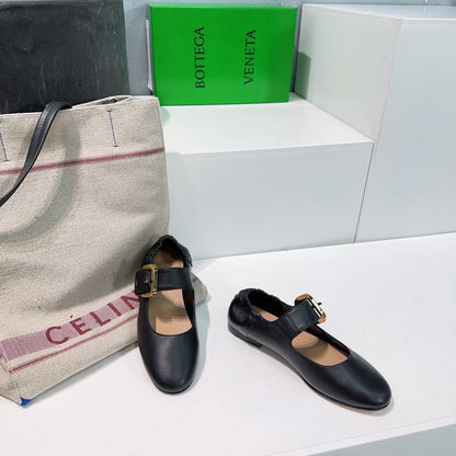 ASTAIRE MARY-JANE BALLERINA IN BLACK CALFSKIN