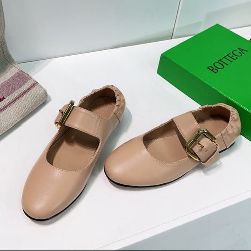ASTAIRE MARY-JANE BALLERINA IN CAMEL BEIGE CALFSKIN