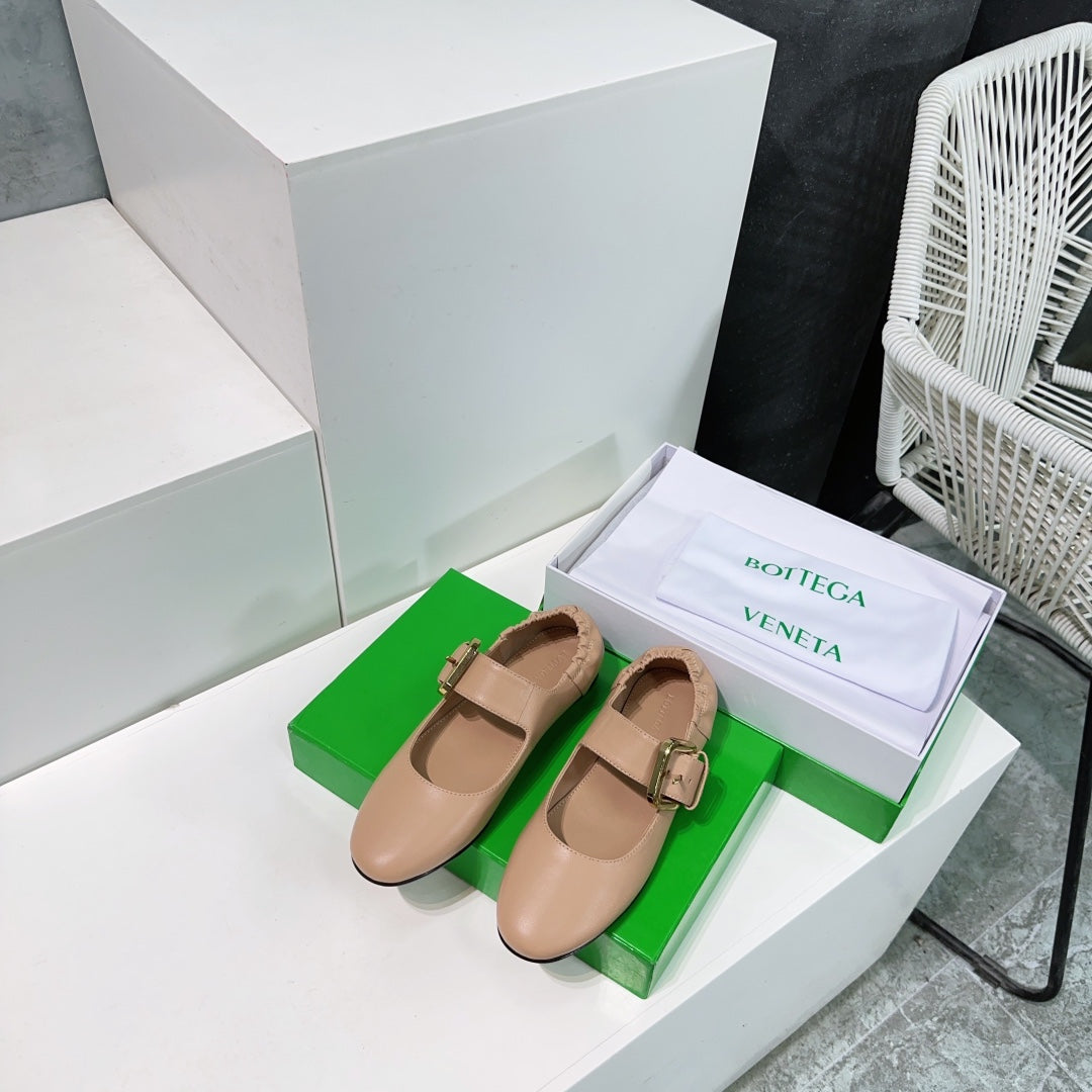 ASTAIRE MARY-JANE BALLERINA IN CAMEL BEIGE CALFSKIN