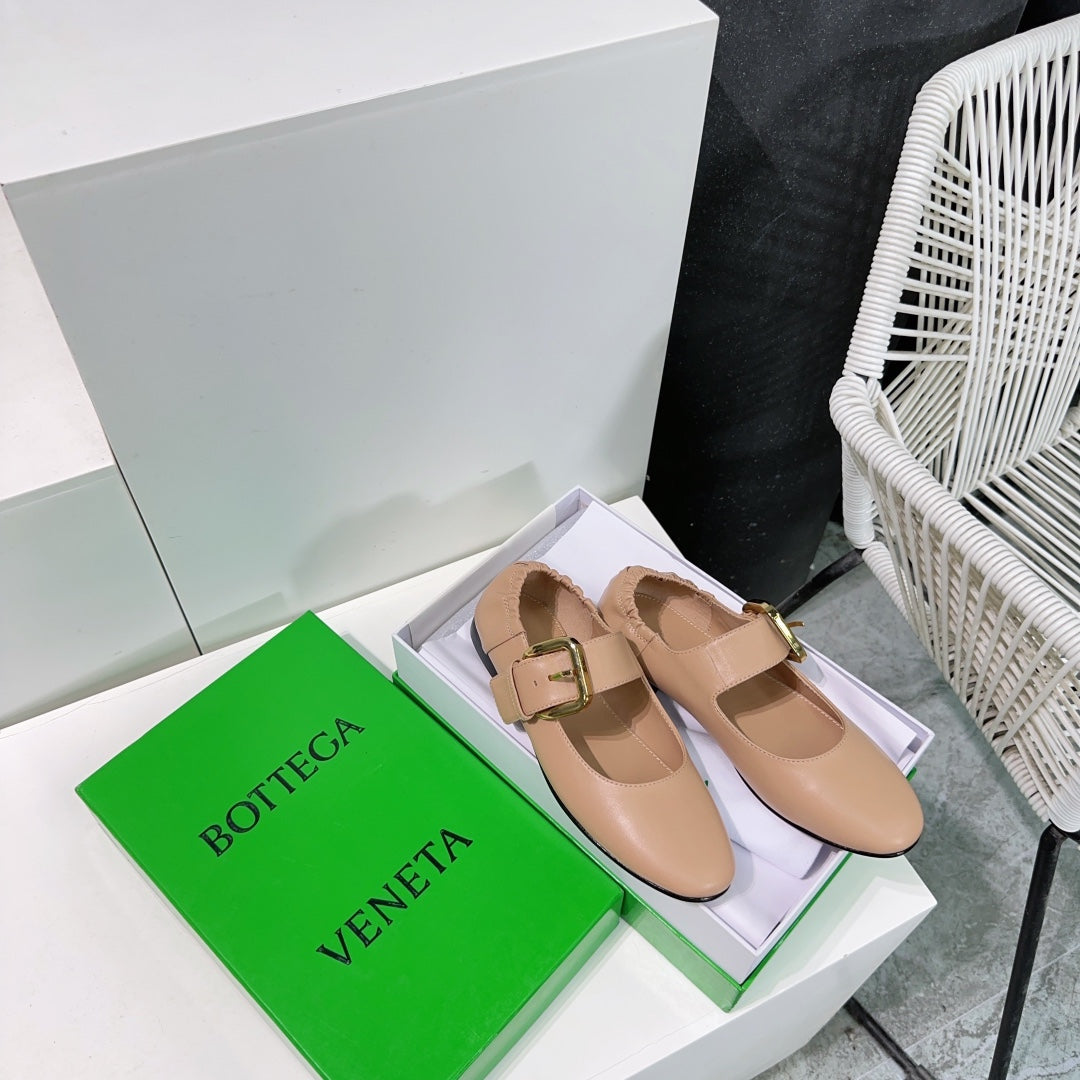 ASTAIRE MARY-JANE BALLERINA IN CAMEL BEIGE CALFSKIN