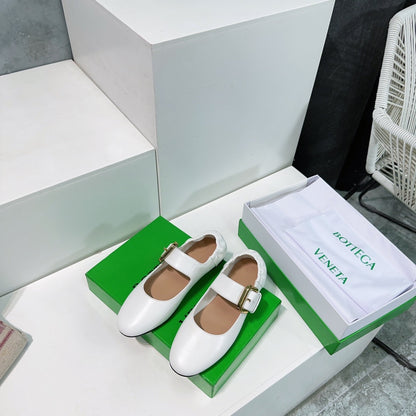 ASTAIRE MARY-JANE BALLERINA IN WHITE CALFSKIN